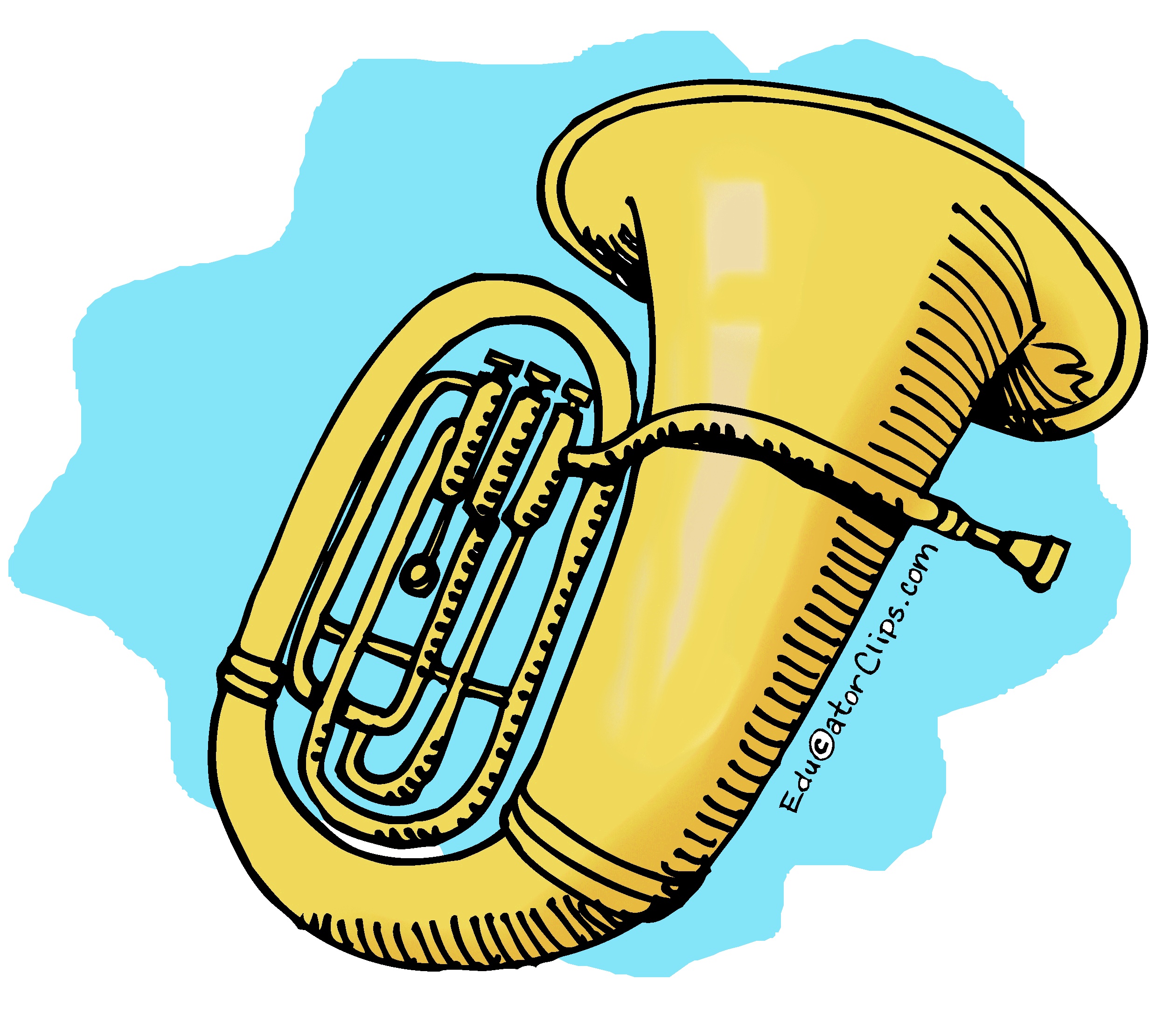 Tuba Clip Art, music clip art, brass instrument clip art, school band...